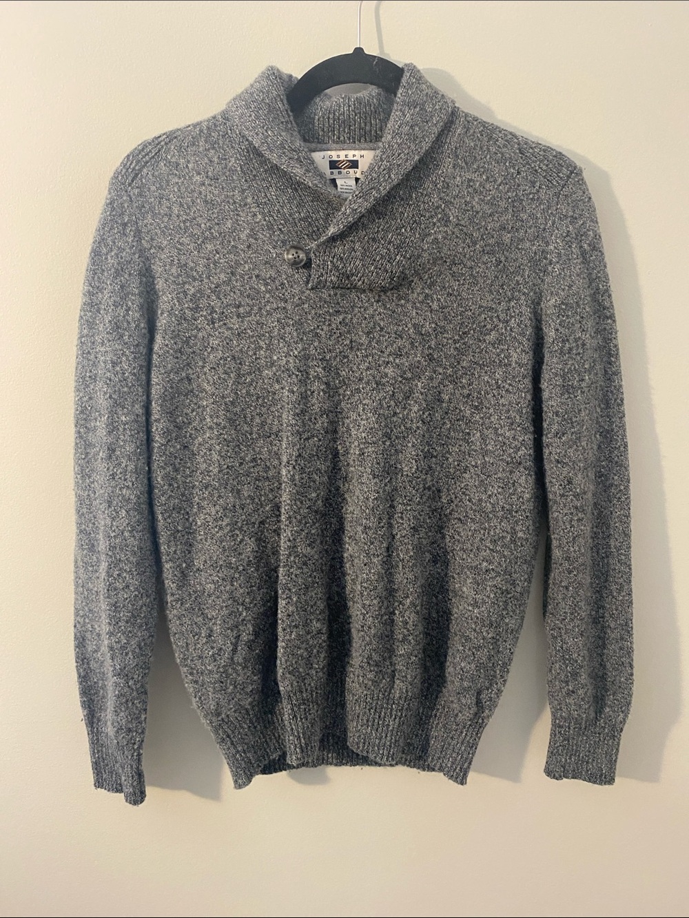 Joseph Men's Gray Turtleneck Button Shawl Sweater Wool Blend